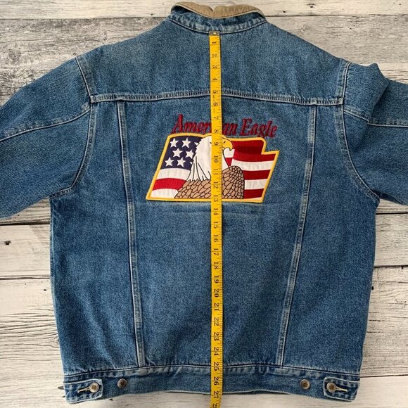 Vintage Blanket Lined Jean Jacket Firefighter Workwear USA E-One 90s Y2K - Picture 14 of 16